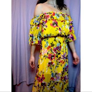 French Connection Yellow Floral Maxi Beach Dress
